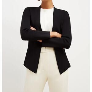 MM. La Fleur Woolf Jardigan L Black Knit Jacket Wrinkle Resistant Long Sleeve